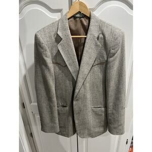 Vintage Trego’s Westwear Gray Herringbone Western Blazer 40R USA Cowboy Rodeo